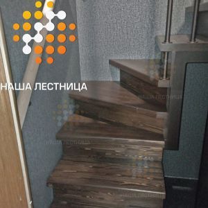 Деревянная лестница на металлическом каркасе-2
