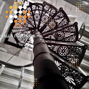 Винтовая лестница серии DerSTAHL с резными металлическими ступенями-2